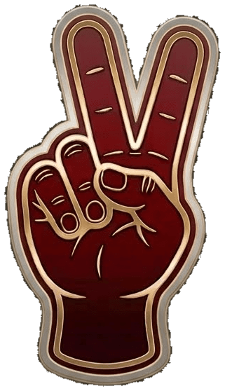 Deuce Johnson foam-finger peace sign